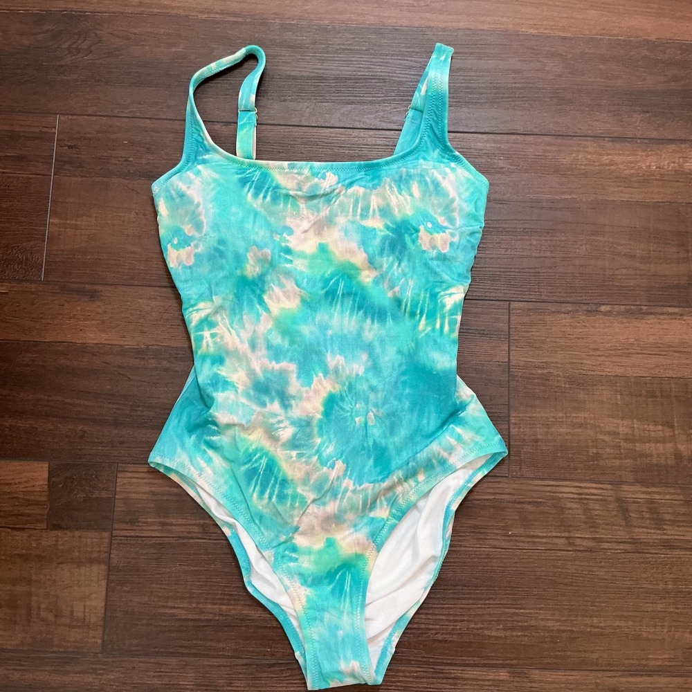 Calme Tank One Piece Swimsuit Womens Medium‎ Teal Tie Dye NEW OSW0522A2 $158